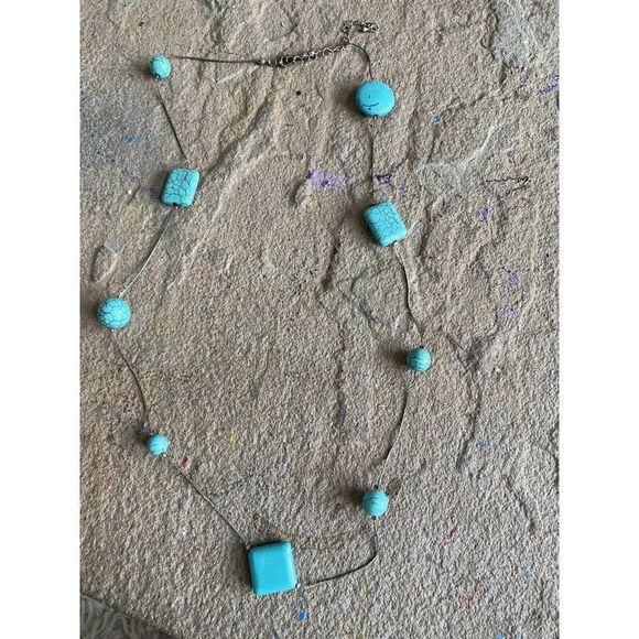 Layering Necklace Beaded Turquoise Faux Long - Picture 1 of 8